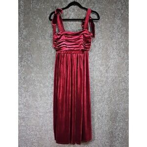 blue pepper Velvet Dress, ruched bust, empire waist, burgundy, Juniors Sz Medium